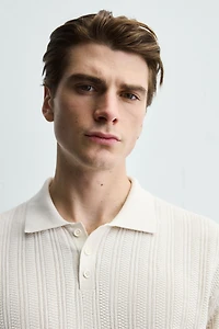 RIBBED KNIT POLO SHIRT