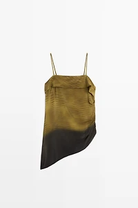 Asymmetric strappy top with draped detail