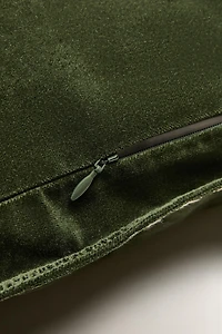 CHRISTMAS VELVET THROW PILLOW COVER WITH BORDER