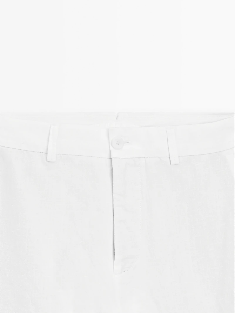 Pantalon tappered fit en coton et lin