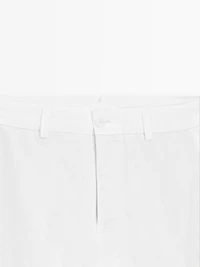 Pantalon tappered fit en coton et lin