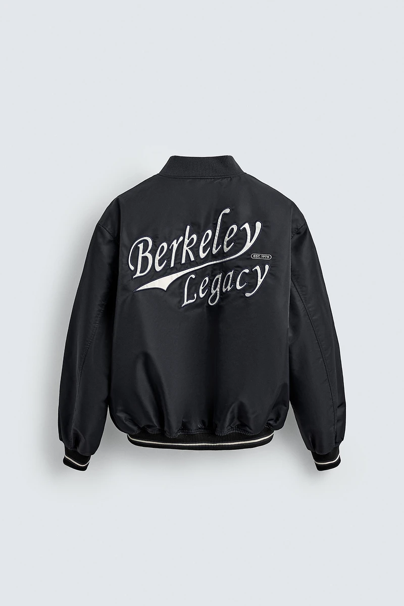 BLOUSON BOMBER BRODERIES CONTRASTÉES