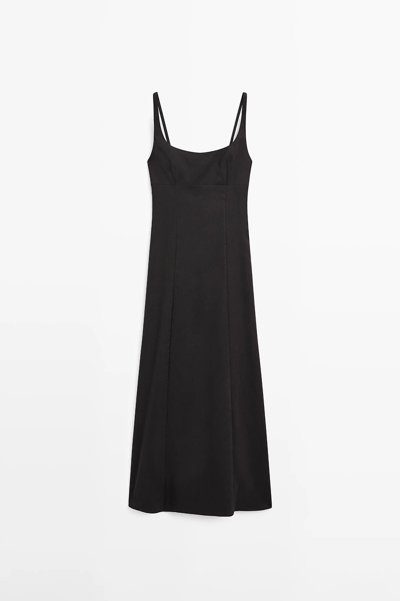 Strappy linen midi dress