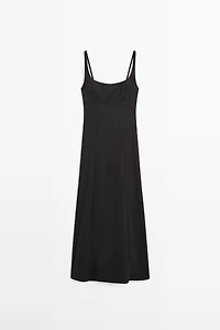Strappy linen midi dress