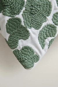 EMBROIDERED FLORAL THROW PILLOW COVER