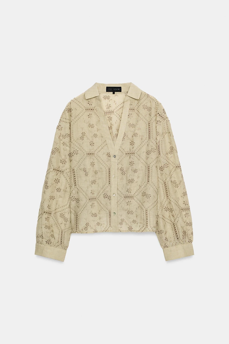 EMBROIDERED EYELET SHIRT