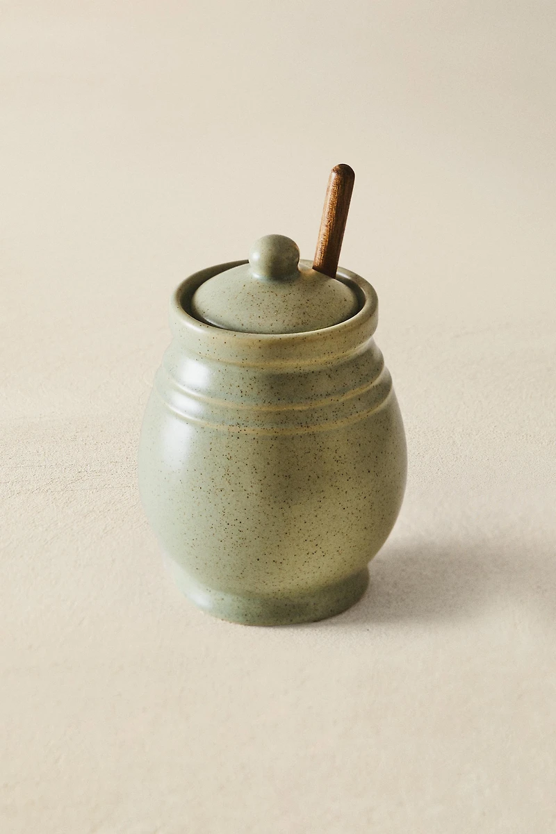 POT À MIEL GRÈS PETITE CUILLÈRE