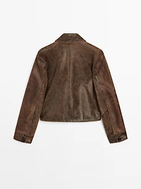 Veste courte effet usé en cuir nappa