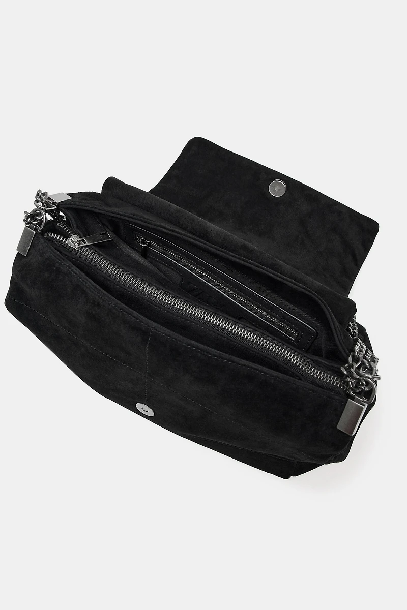 SPLIT LEATHER SHOULDER BAG