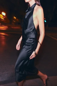 SATIN MIDI SKIRT