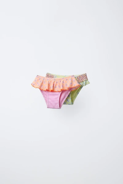 2-6 YEARS/ TWO-PACK CHECK AND FLORAL SWIM BOTTOMS
