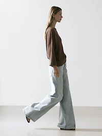 Linen knit boat neck T-shirt