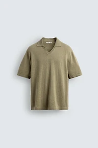 POLO EN MAILLE REGULAR FIT COTON ET LIN
