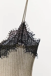 METALLIC THREAD LACE KNIT TOP