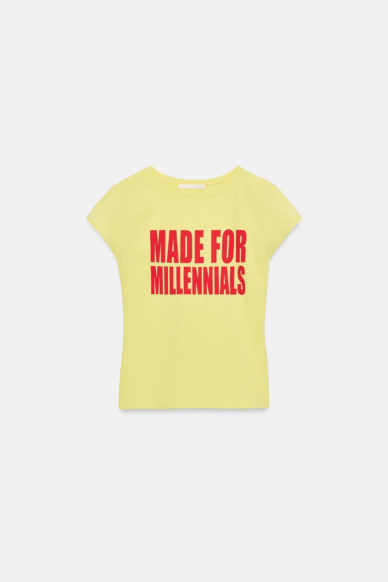 TEXT PRINT SHORT SLEEVE T-SHIRT