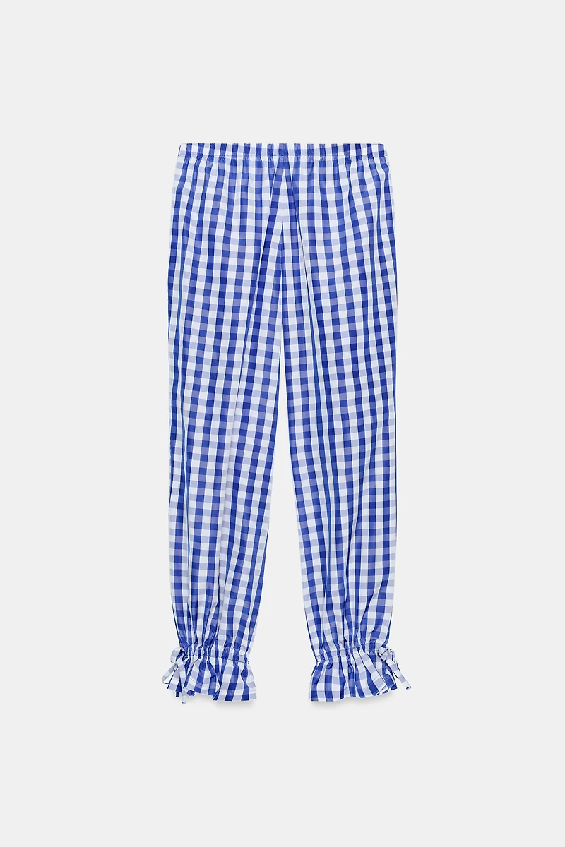 NYLON GINGHAM PLAID PANTS