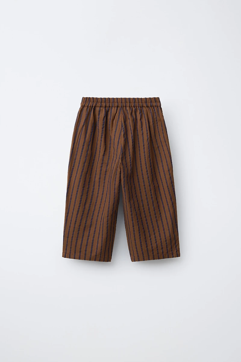 STRIPED SEERSUCKER BALLOON PANTS