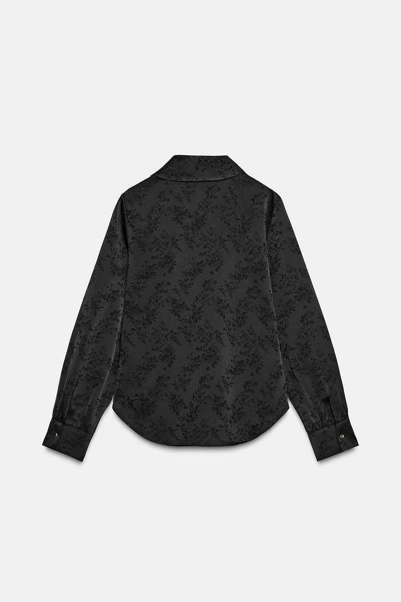 JACQUARD FLORAL SHIRT WITH BROOCH