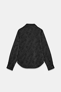 JACQUARD FLORAL SHIRT WITH BROOCH