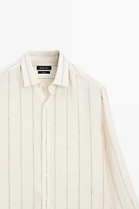Chemise regular fit à rayures 100 % lin