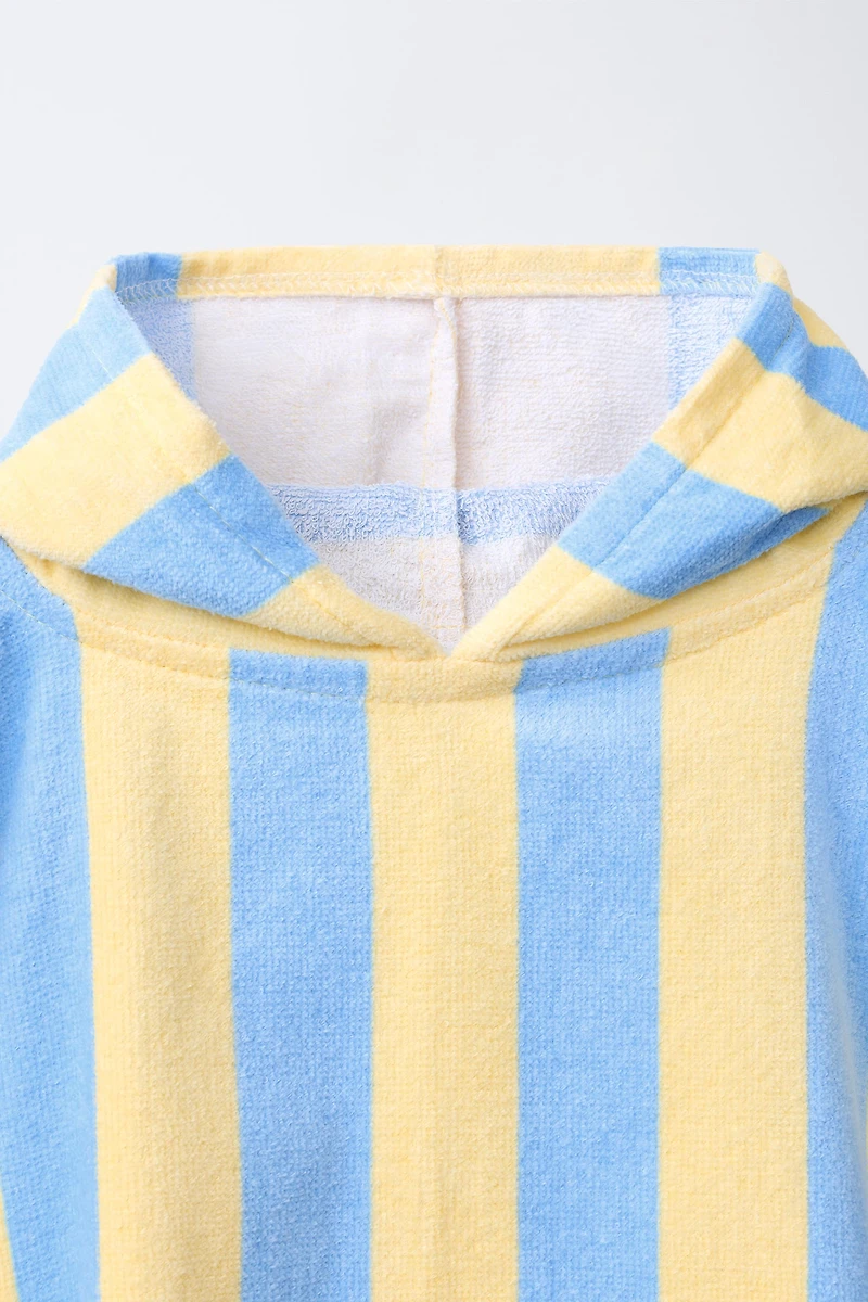 STRIPED PRINT TOWEL PONCHO