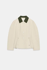CONTRAST COLLAR PEPLUM JACKET