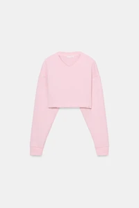 V-NECK CROP SWEATSHIRT