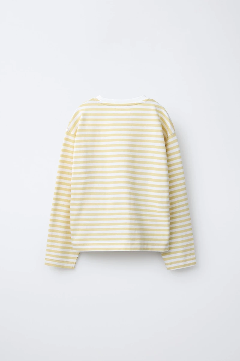 EMBROIDERED HEART STRIPED T-SHIRT