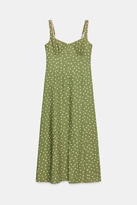 POLKA DOT LINEN MIDI DRESS
