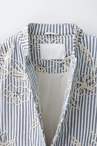 STRIPED EMBROIDERED BOMBER JACKET