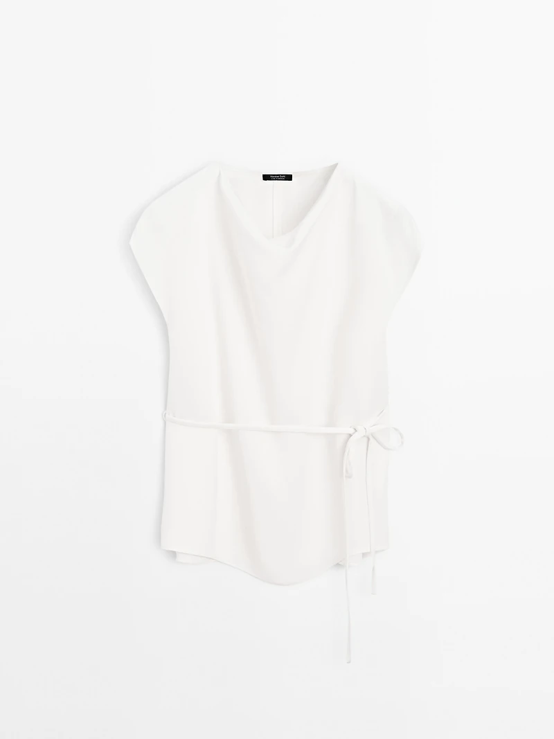 Crepe top with cowl neckline