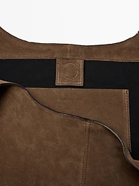 Split leather maxi tote bag