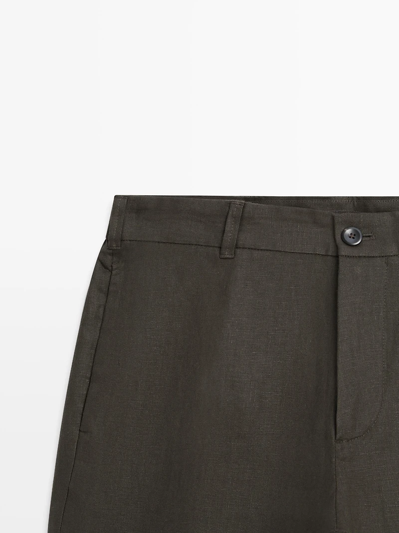 Tapered fit linen trousers