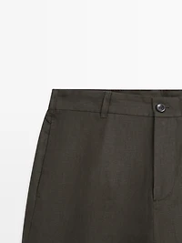 Tapered fit linen trousers