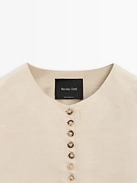 Buttoned linen blend waistcoat