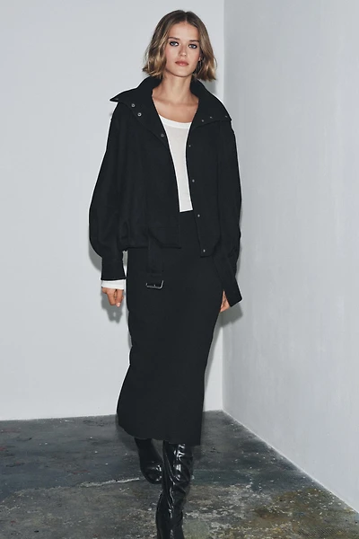 ZW COLLECTION MINIMAL WOOL BOMBER JACKET