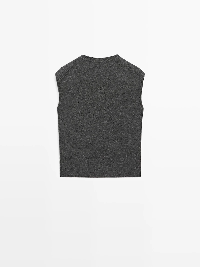 Veste sans manches en maille à col V