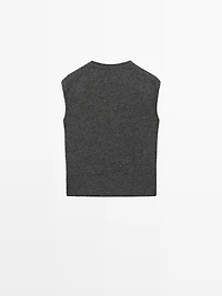 Veste sans manches en maille à col V