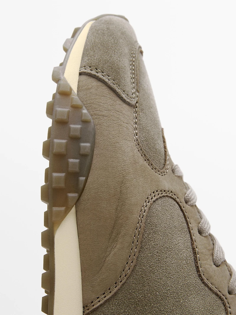 Contrast leather trainers