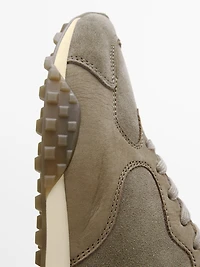 Contrast leather trainers