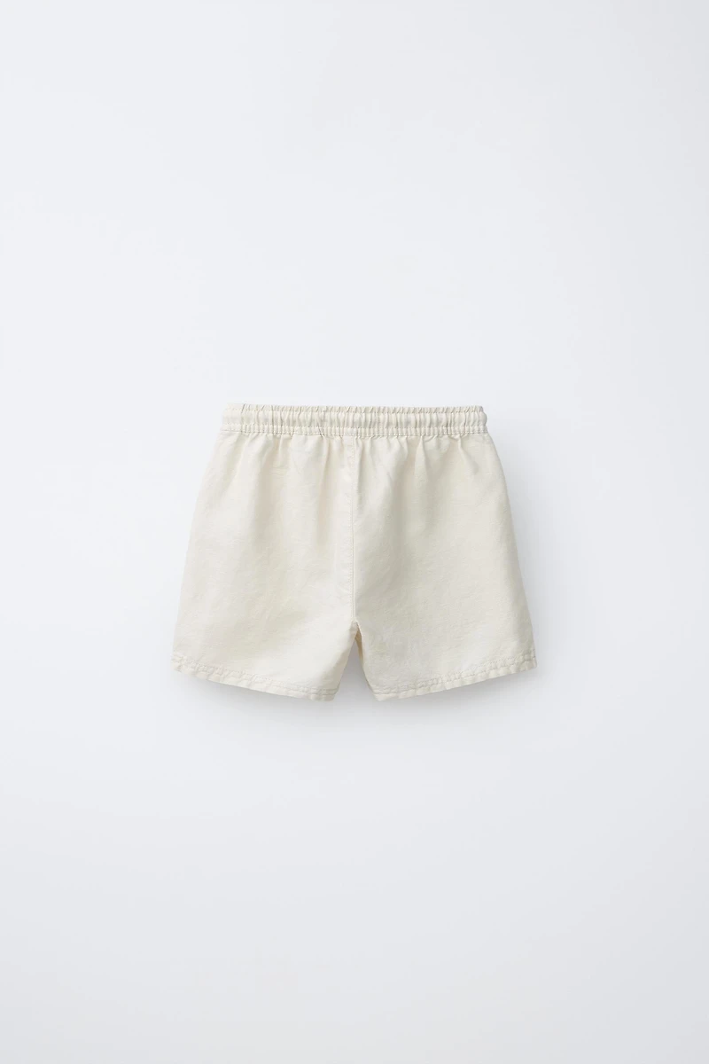 COTTON AND LINEN SHORTS