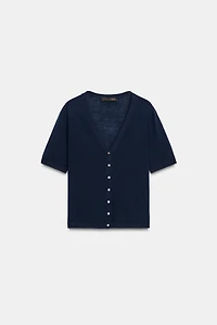 GILET 100% LAINE EXTRAFINE MANCHES COURTES