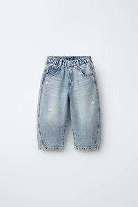 RIPPED BARREL JEANS