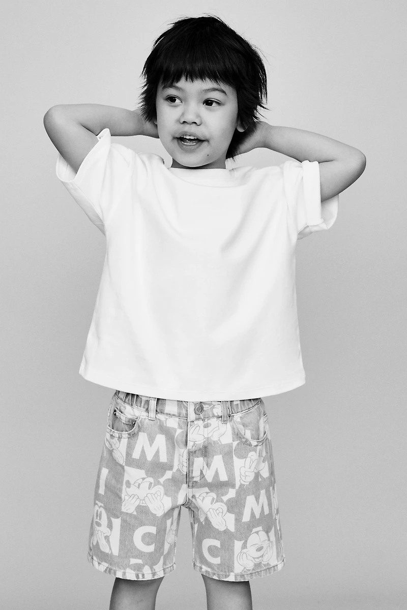 MICKEY MOUSE © DISNEY CHECKERBOARD DENIM SHORTS