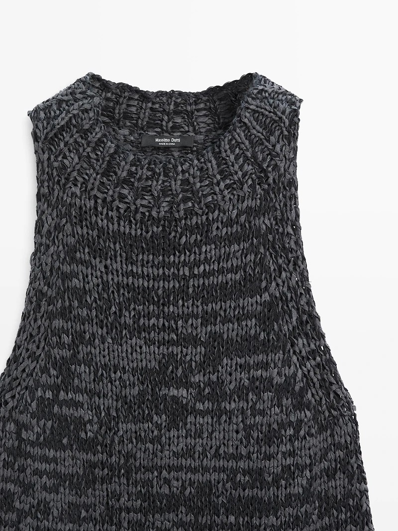 Flecked knit halter top