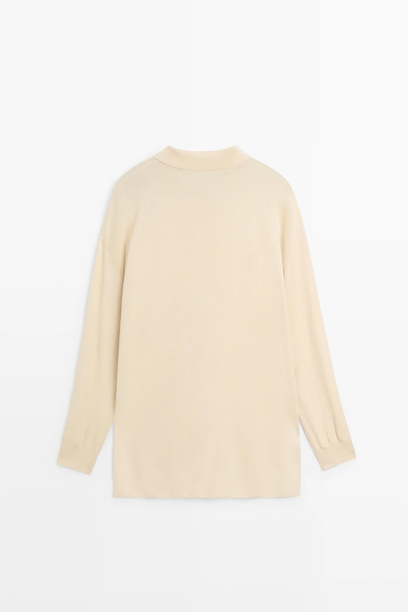 Cotton and silk blend polo sweater
