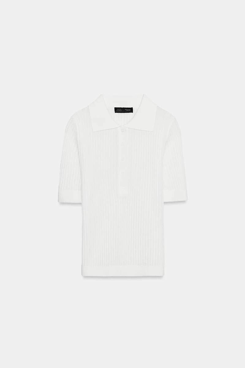 SEMI-SHEER KNIT POLO
