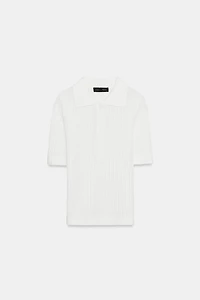 SEMI-SHEER KNIT POLO