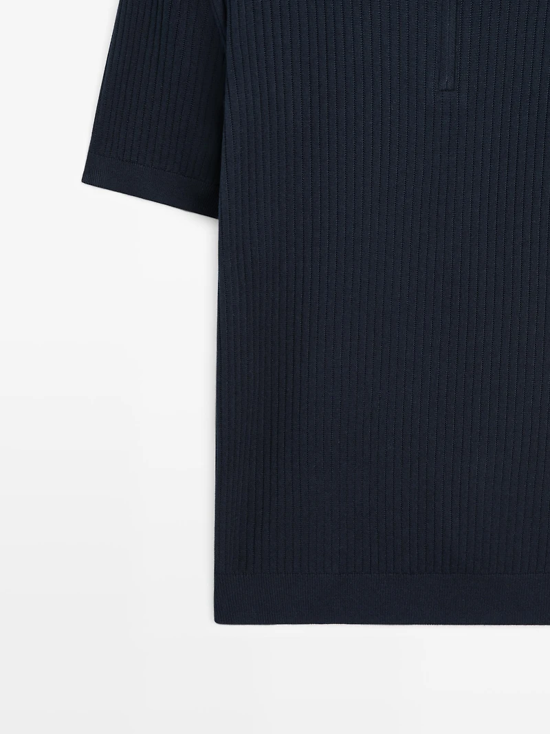 Pull polo en maille à col zippé