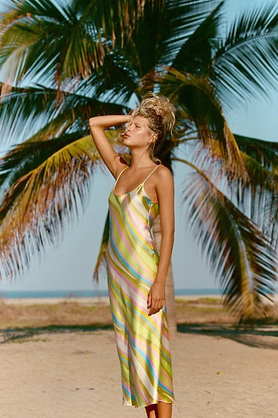 PRINTED SATIN EFFECT MIDI DRESS